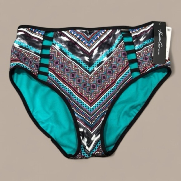 Kenneth Cole New York Blue Black Chevron Bikini Bottom Swimming Suit Designer - Picture 1 of 8